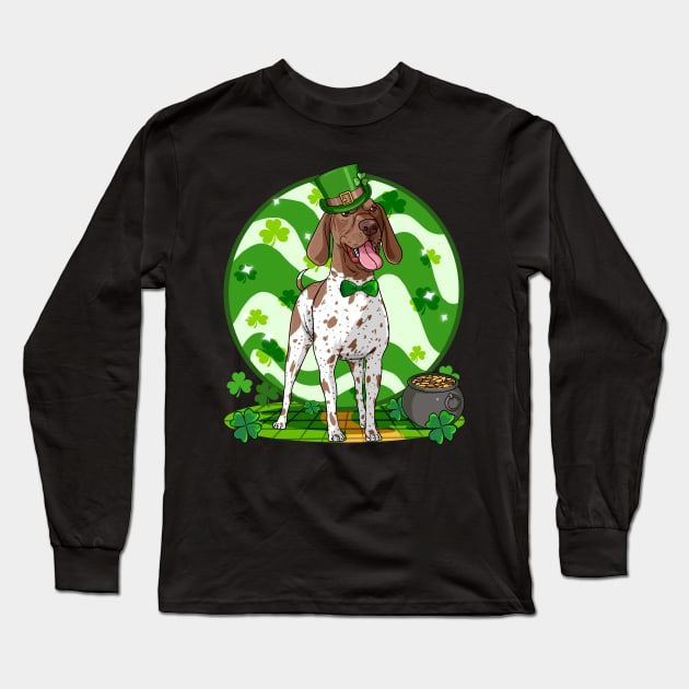 German Shorthaired Pointer Dog St Patricks Day Leprechaun Long Sleeve T-Shirt by Noseking